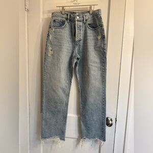 nuuds Light Blue Distressed Ankle Jeans